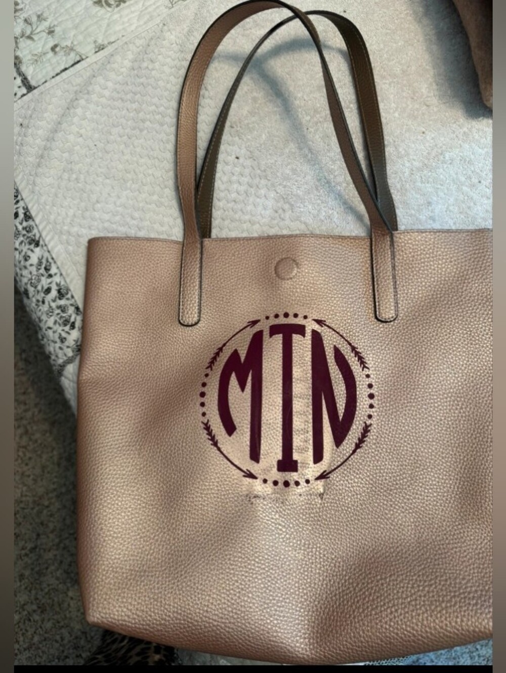 Monogrammed Tote Bag in Rose Gold